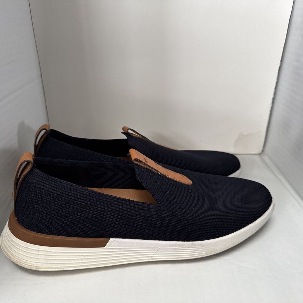 Wolf & Shepherd Swiftknit Loafer Mens Size 11 navy With Leather Detail Slip On
